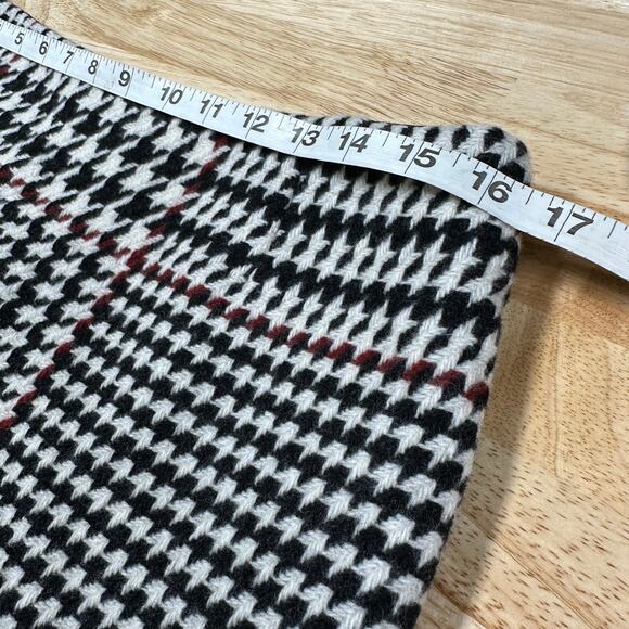 Akris Punto NWT Houndstooth Black White Red Wool Blend Fringe Mini Skirt Size 8 - Picture 11 of 12